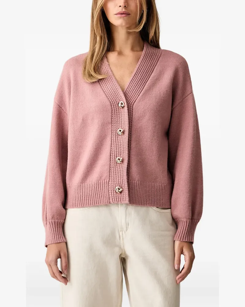 Joseph Ribkoff ribbed-knit button-up V-neck cardigan - Rosa Rosa