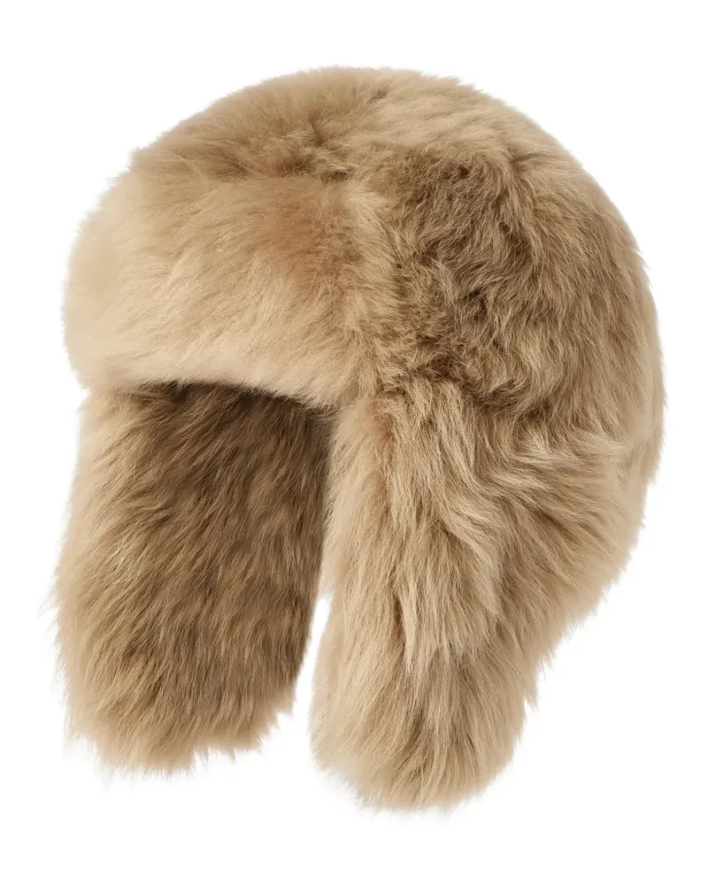 Brunello Cucinelli Lux Hut aus Shearling mit Ohrenklappen - Nude Nude
