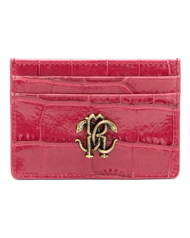 Roberto Cavalli Kartenetui mit Kroko-Optik - Rosa Rosa
