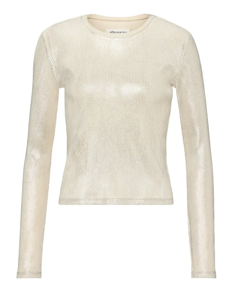 Maison Margiela Geripptes Oberteil mit Folien - Weiß Weiß