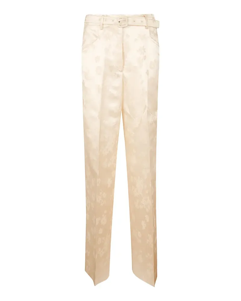 Gabriela Hearst floral-jacquard belted trousers - Nude Nude
