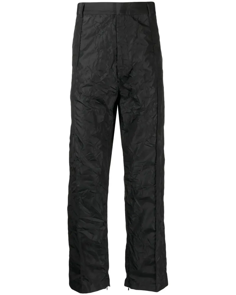 FourTwoFour on Fairfax Gerade Hose mit Knitteroptik - Schwarz Schwarz