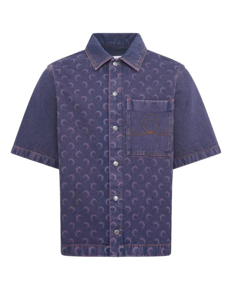 Marine Serre Jeanshemd mit Monogramm - Violett Violett