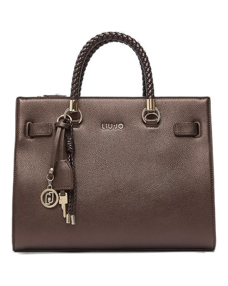 Liu Jo Mittelgroße Satchel-Tasche mit Logo-Anhänger - Braun Braun