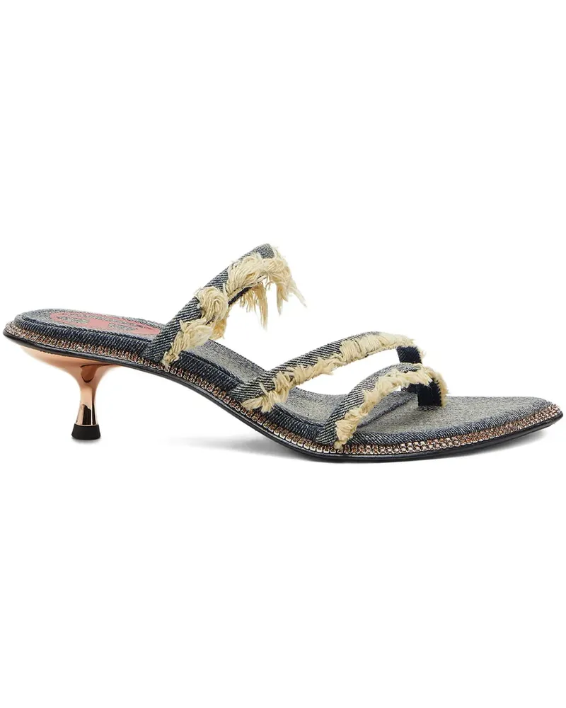 Diesel Ausgefranste D-Havanna Jeans-Sandalen mit Kristallen 45mm - Blau Blau