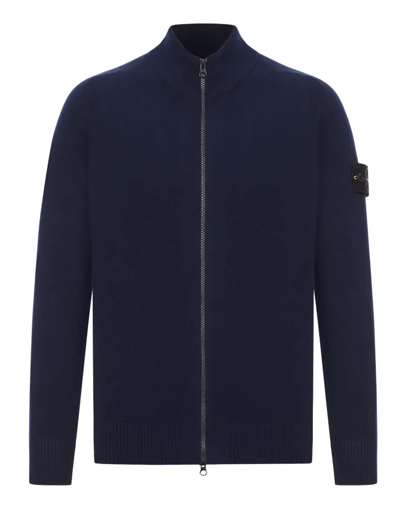 Stone Island 5100044 Wollcardigan mit Reißverschluss - Blau Blau