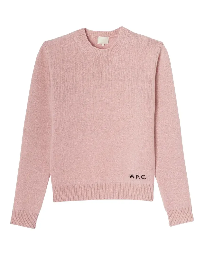 A.P.C. Gerippter Pullover mit Logo-Stickerei - Rosa Rosa