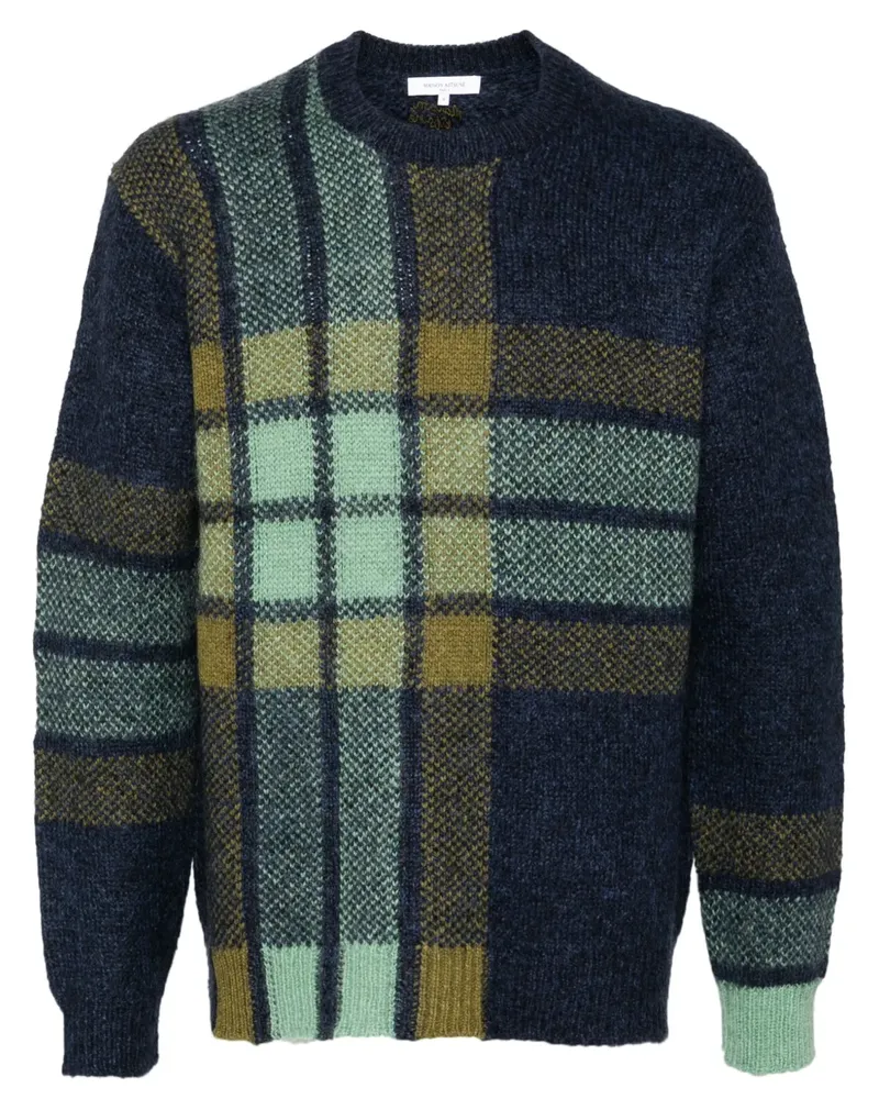 Kitsuné Intarsien-Pullover mit grafischem Karo - Blau Blau