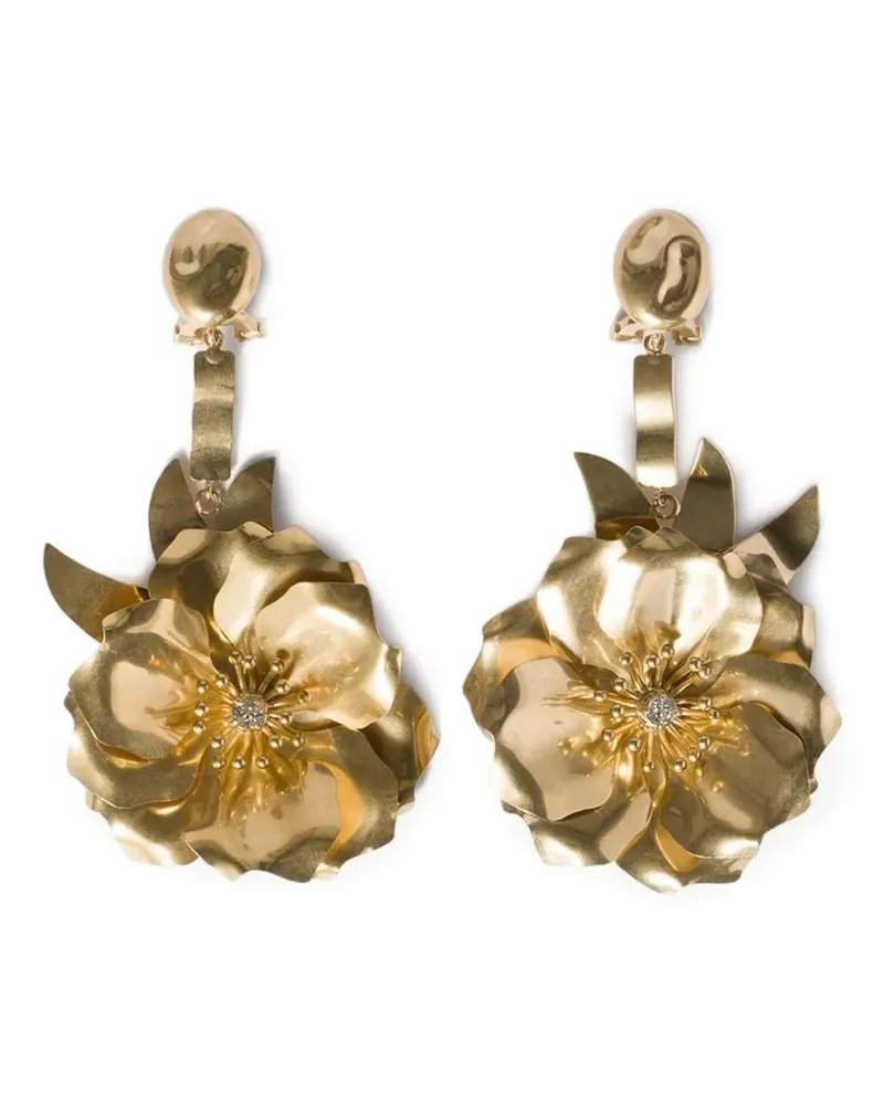 Miu Miu Ohrclips mit Kristallen - Gold Gold