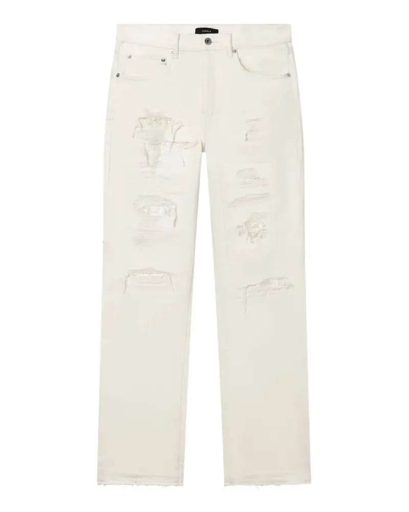 PURPLE BRAND P011 Patch Blowout mid-rise jeans - Weiß Weiß