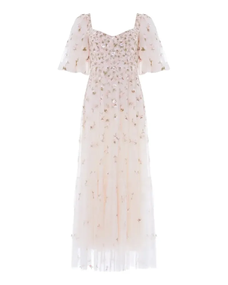Needle & Thread Meadow Ditsy embroidered gown - Nude Nude