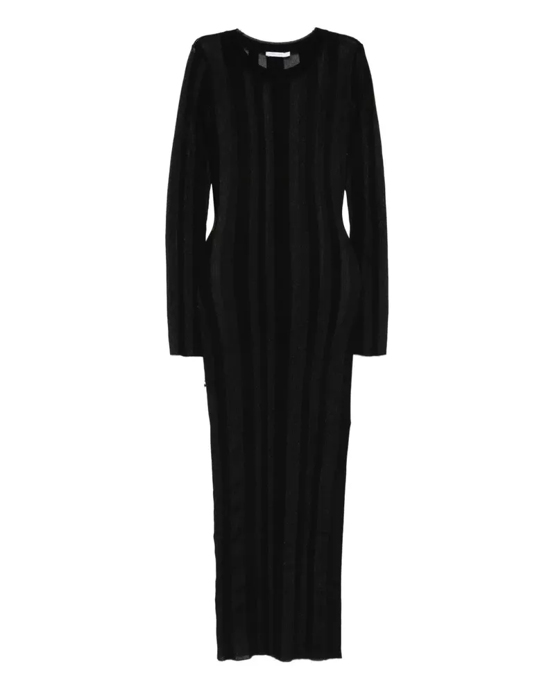 Patrizia Pepe Geripptes Midikleid - Schwarz Schwarz