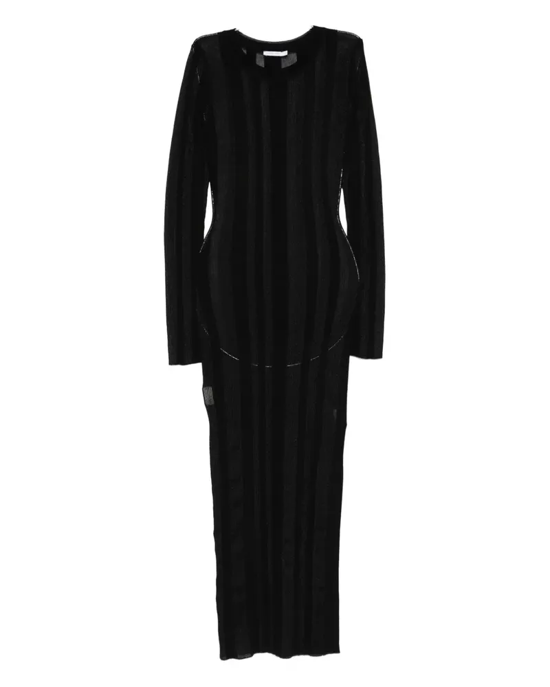 Patrizia Pepe Geripptes Midikleid - Schwarz Schwarz