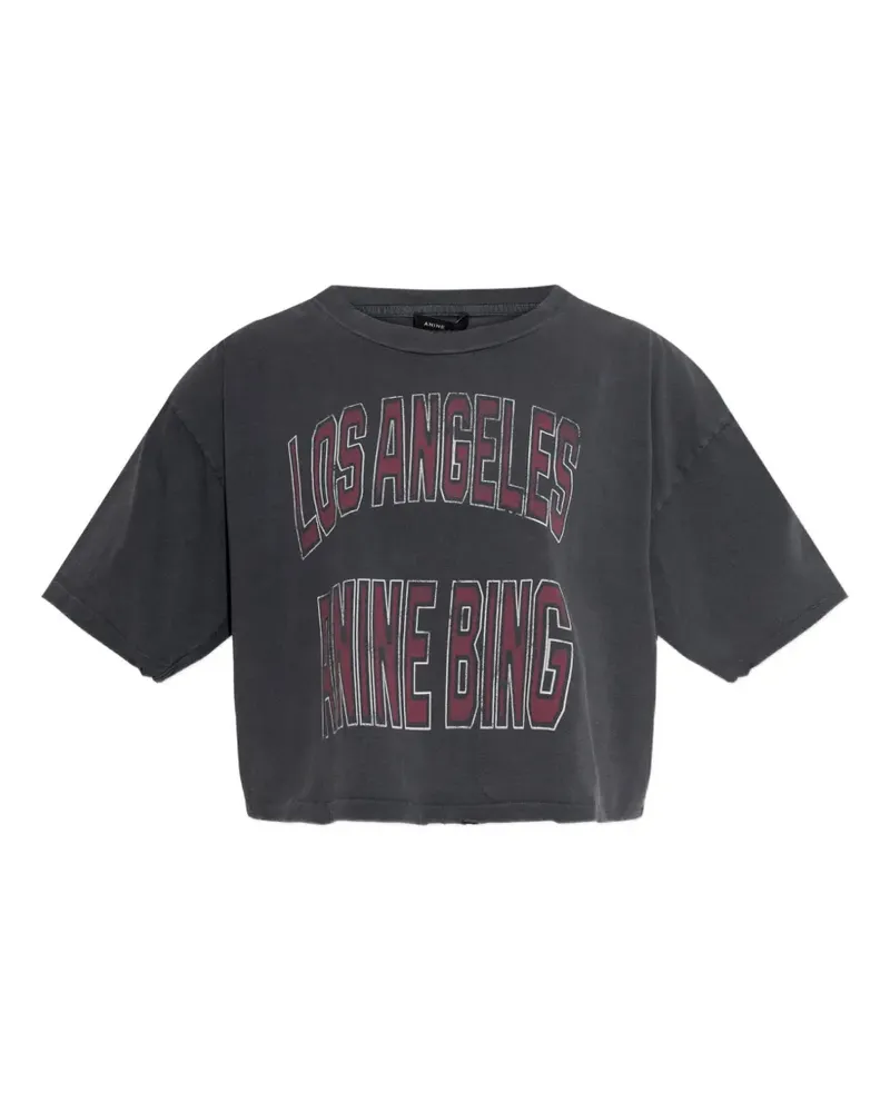 Anine Bing Johnny T-Shirt mit Logo-Print - Schwarz Schwarz