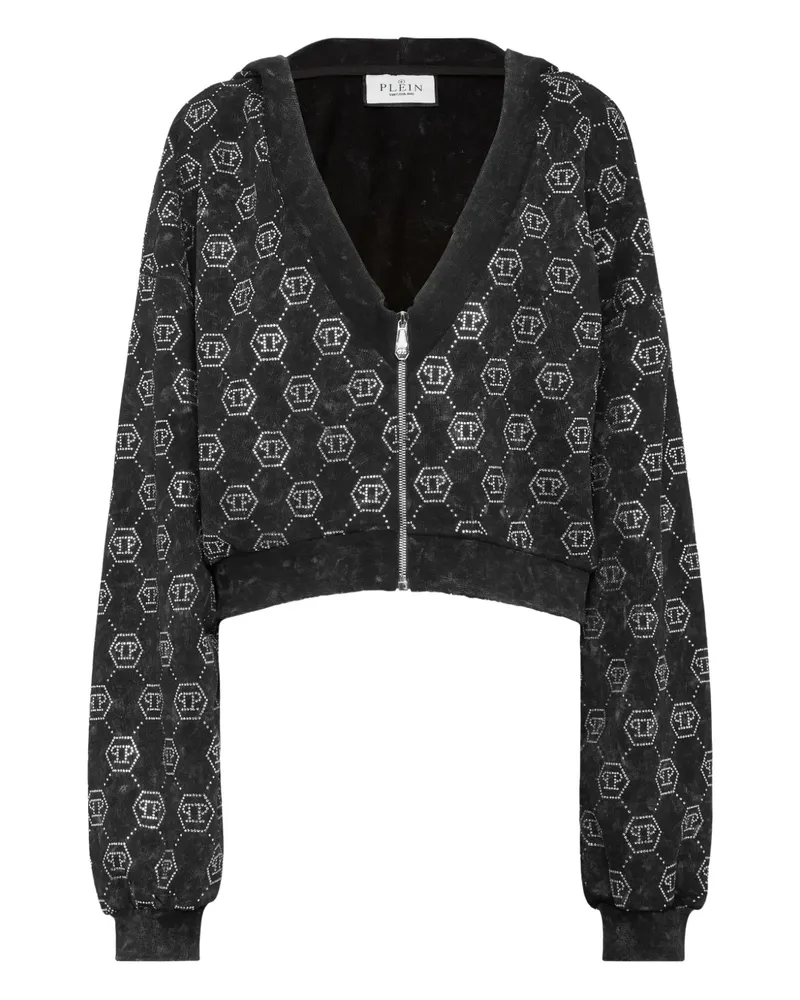 Philipp Plein Kapuzenjacke mit Monogramm - Schwarz Schwarz