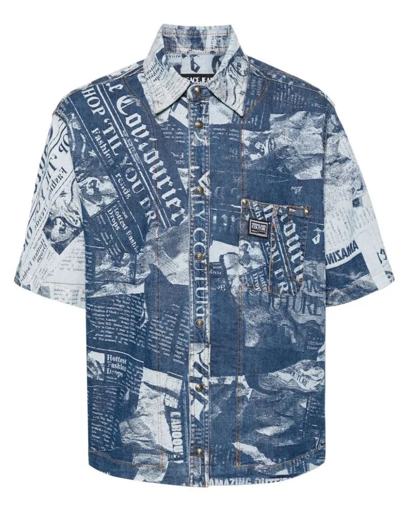 Versace Jeans Jeansjacke mit Magazin-Print - Blau Blau