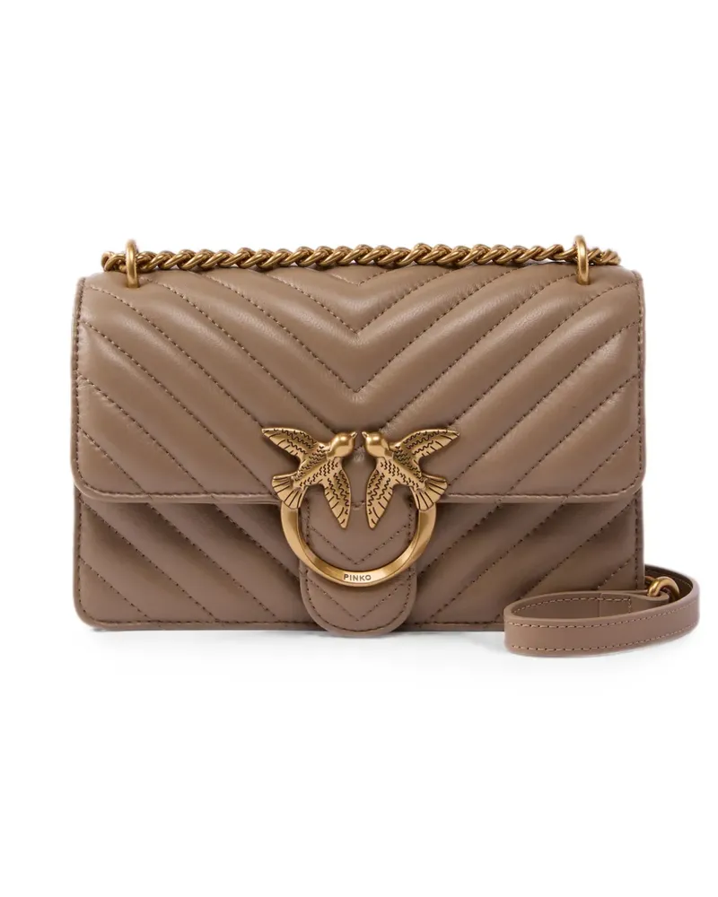 Pinko Love Birds Schultertasche mit Chevron-Steppung - Nude Nude