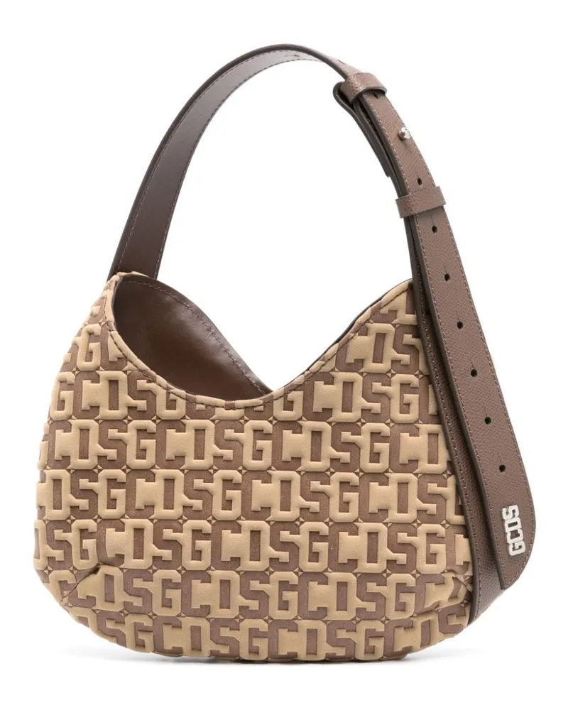 GCDS Kleine Comma Schultertasche - Braun Braun