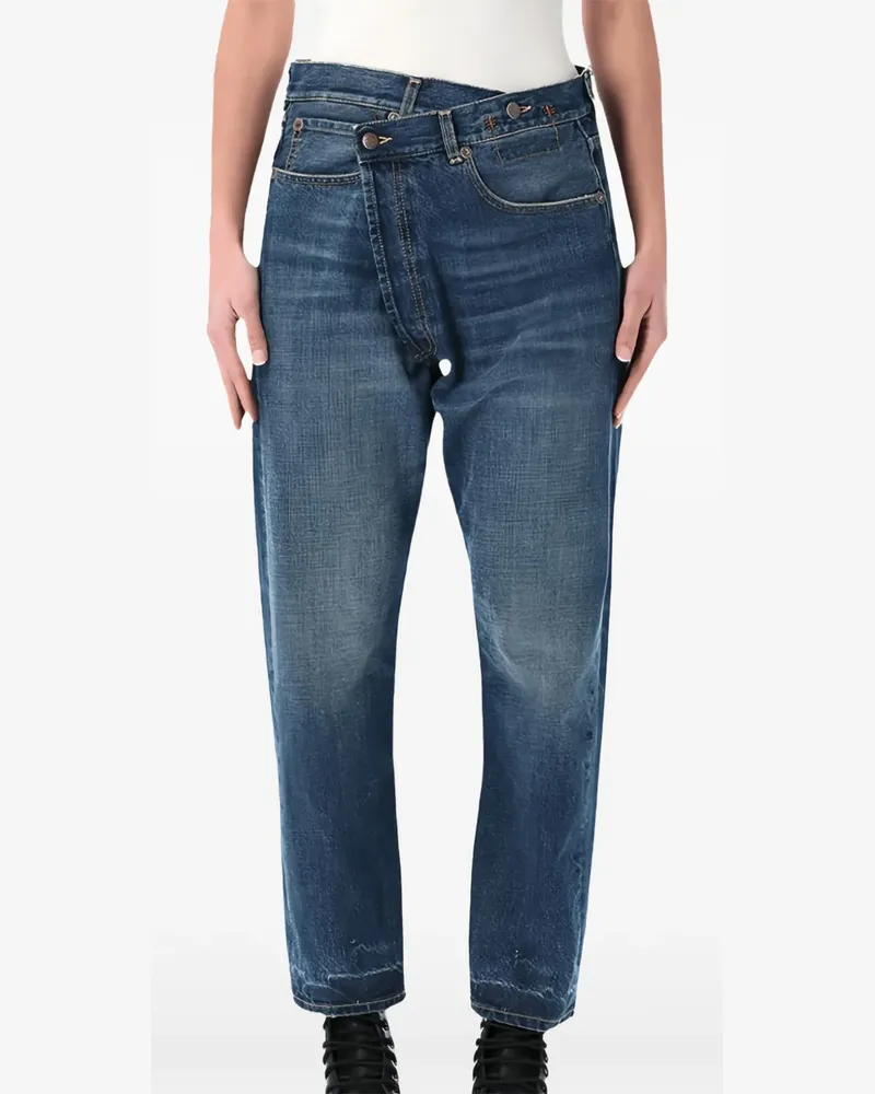 R13 Jeans mit überkreuztem Bund und Tragefalten - Blau Blau