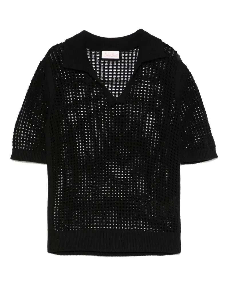 MC2 Saint Barth Oberteil mit Lochstrickmuster - Schwarz Schwarz