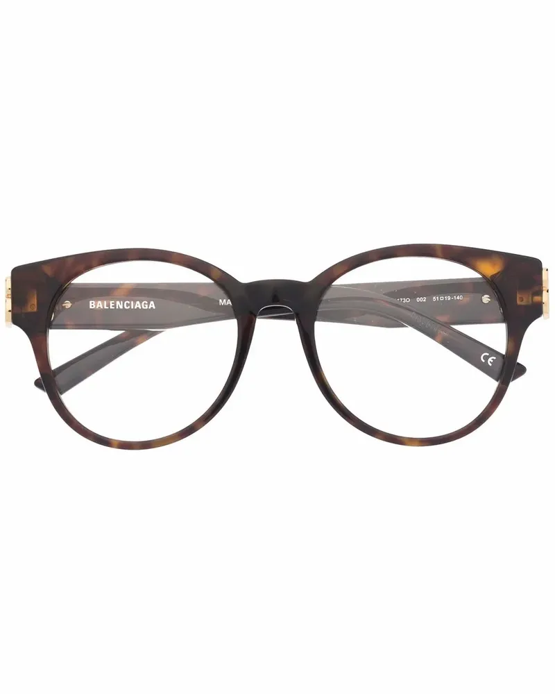 Balenciaga Runde Brille in Schildpattoptik - Braun Braun
