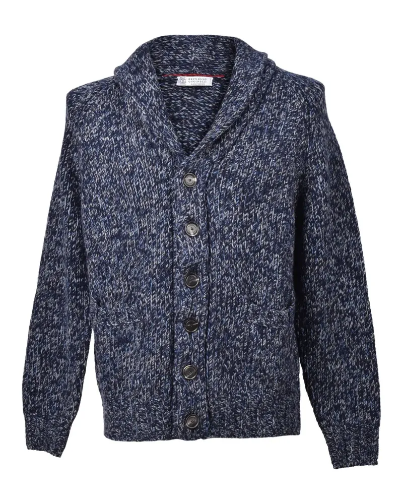 Brunello Cucinelli chunky-knit shawl-collar cardigan - Blau Blau