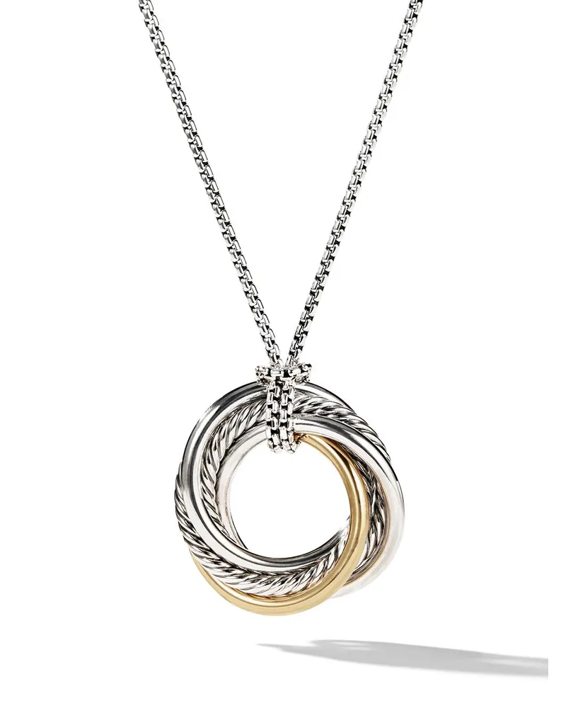 David Yurman 14kt Crossover Gelbgold- und Sterlingsilberhalskette mit Anhänger 37mm Silber