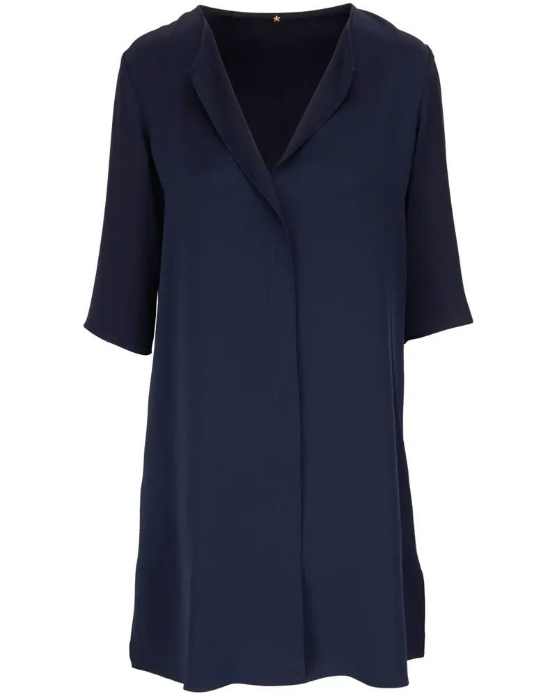 Peter Cohen Seidenkleid mit V-Ausschnitt - Blau Blau
