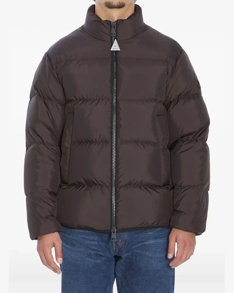 Moncler Gefütterte Jacke mit Logo-Patch - Braun Braun