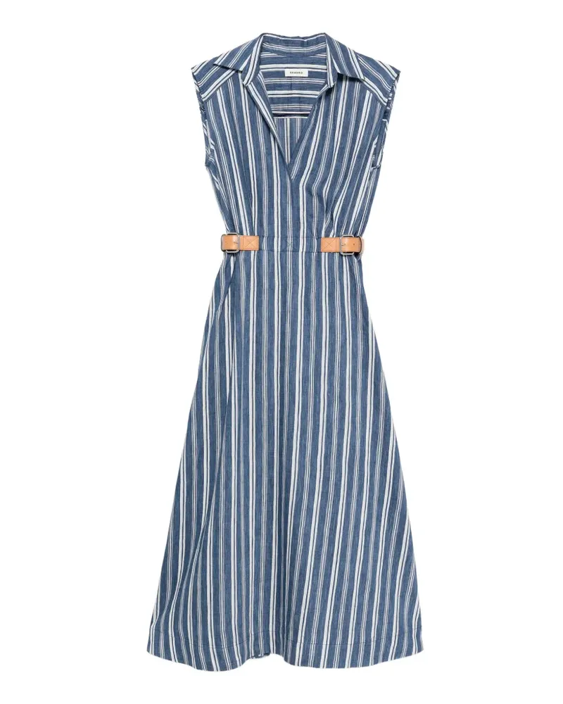 Sandro striped belt-detail maxi dress - Blau Blau