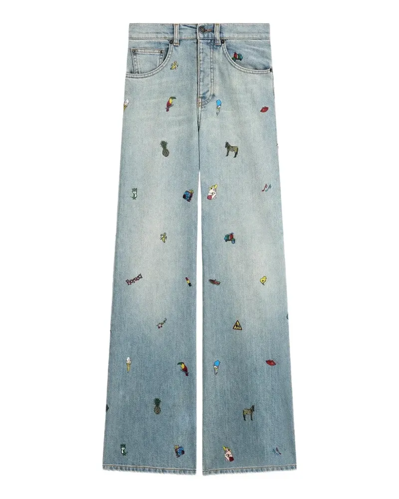 Fiorucci Wide-Leg-Jeans mit Spielzeug-Print - Blau Blau