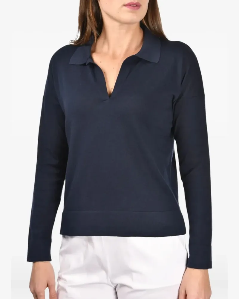 Gran Sasso Oberteil mit Poloshirtkragen - Blau Blau