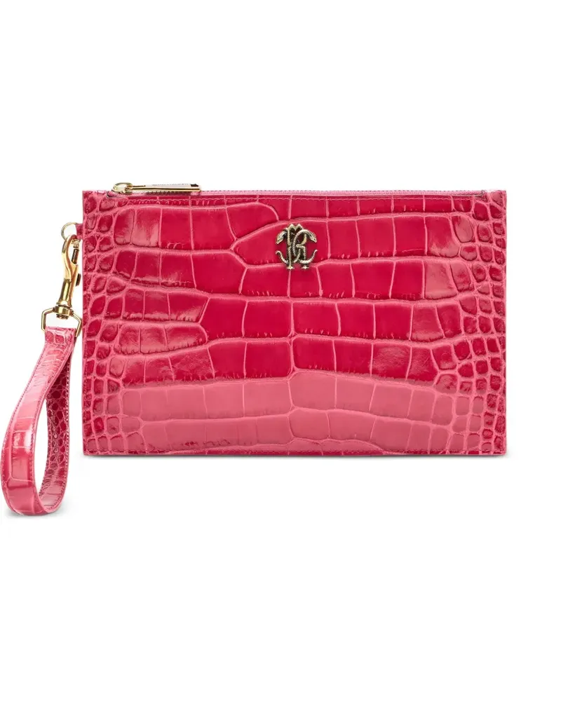 Roberto Cavalli Clutch mit Kroko-Effekt - Rosa Rosa