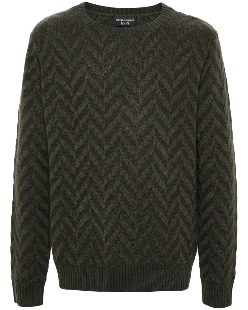 Emporio Armani Pullover mit Fischgrätenmuster - Grün Grün