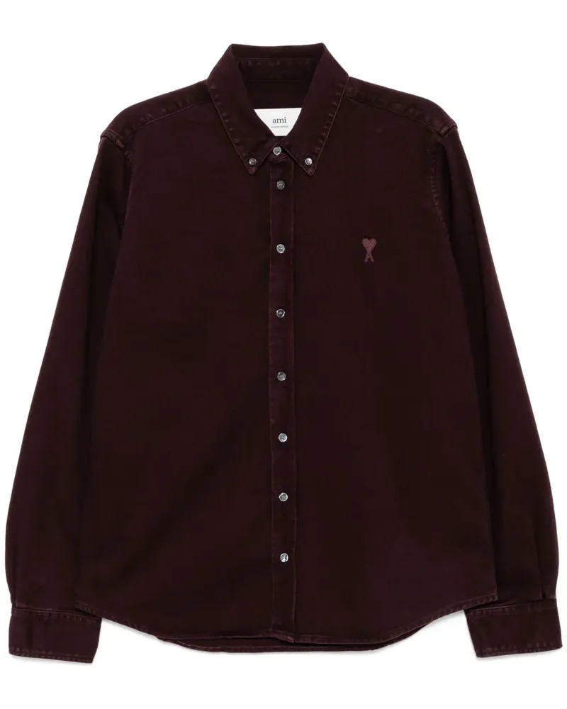 AMI Paris Hemd mit Logo-Stickerei - Rot Rot