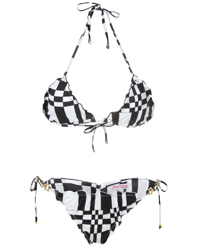 Amir Slama Bikinioberteil mit geometrischem Print - Schwarz Schwarz
