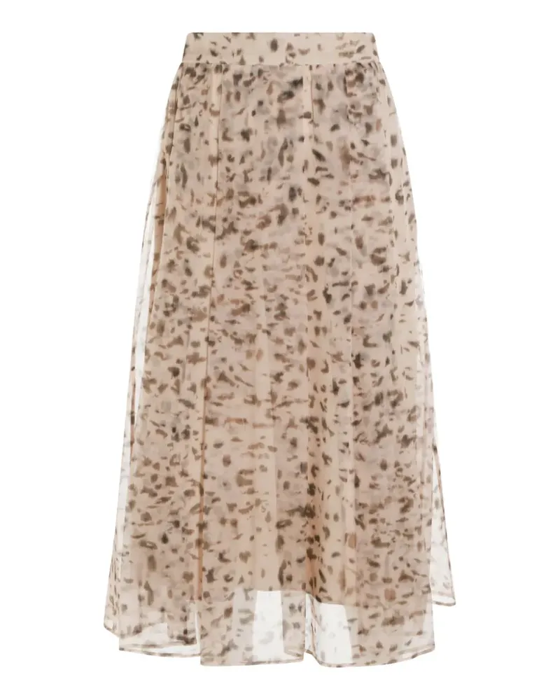 Brunello Cucinelli animal-print silk skirt - Nude Nude