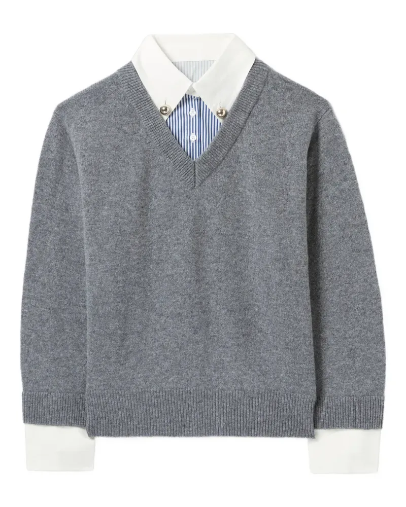 Claudie Pierlot Sweatshirt mit V-Ausschnitt - Grau Grau