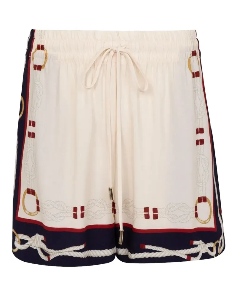 Lenny Niemeyer Kordelzug-Shorts mit Marine-Print - Weiß Weiß