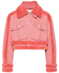 Feng Chen Wang Jeansjacke mit Faux Shearling Rosa