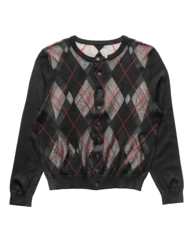 Spencer Badu argyle-pattern mesh cardigan - Schwarz Schwarz