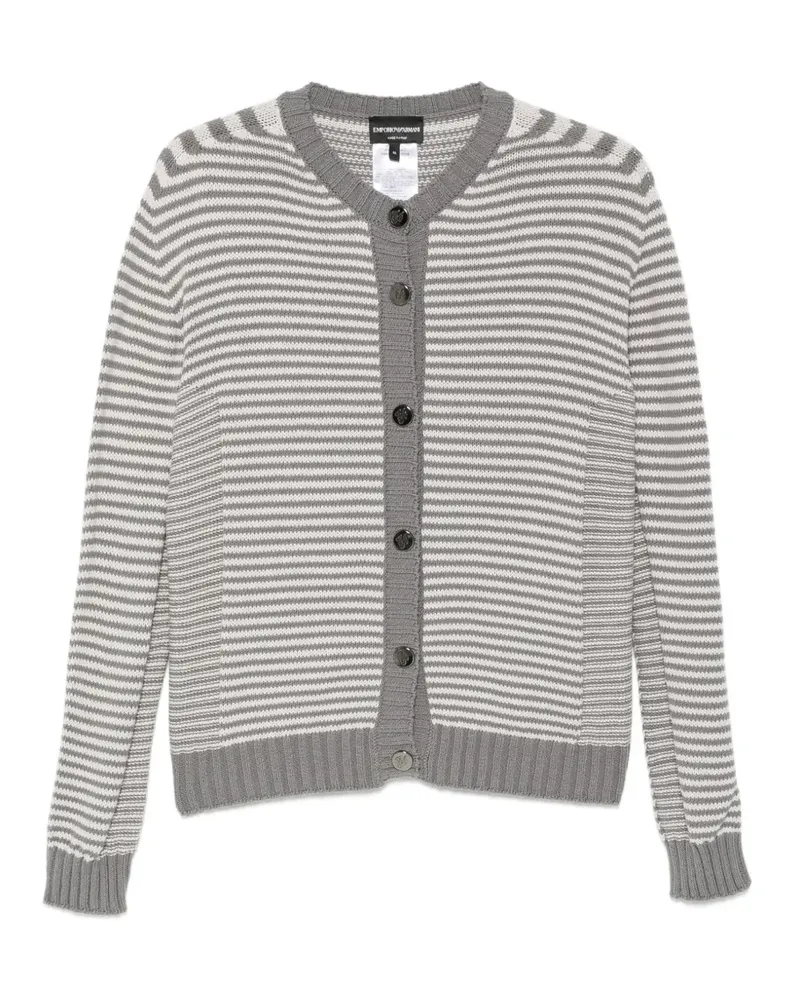 Emporio Armani Gestreifter Cardigan mit Knöpfen - Grau Grau