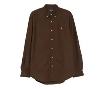 Button-down-Hemd mit Logo - Braun