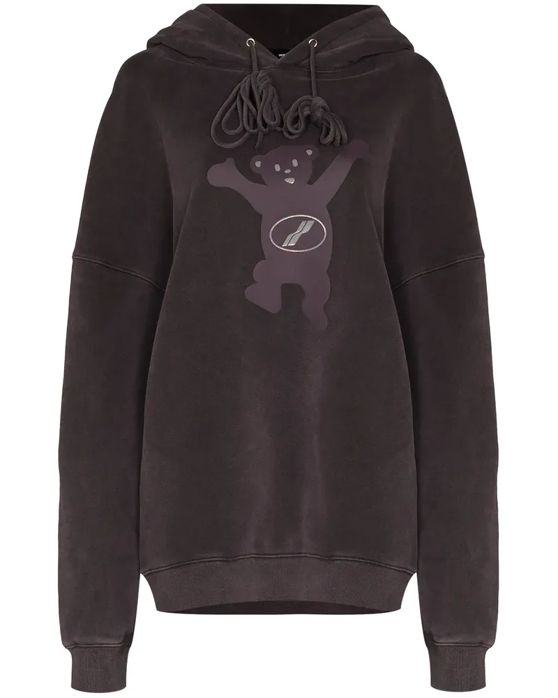 WE 11 DONE Kapuzenpullover mit Teddy-Print - Violett Violett