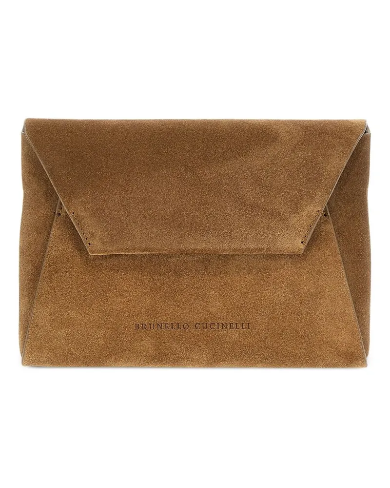 Brunello Cucinelli Wildleder-Clutch mit Monili-Detail - Braun Braun