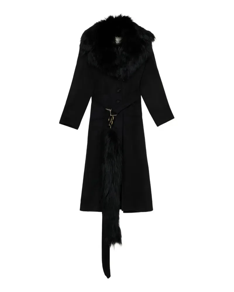 Blumarine Mantel mit Shearling-Kragen und Anhänger - Schwarz Schwarz