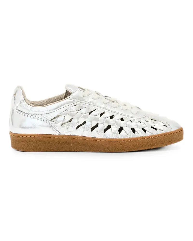 AllSaints leather woven metallic sneakers - Silber Silber