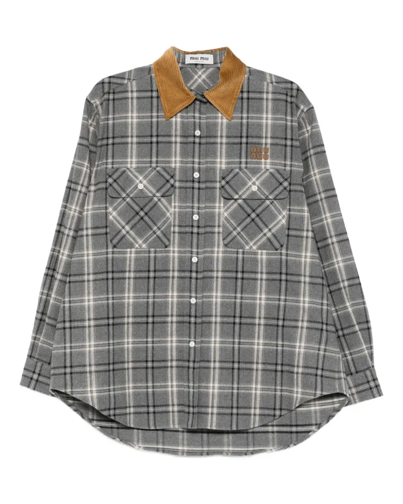 Miu Miu checked-pattern chest-pocket shirt - Grau Grau