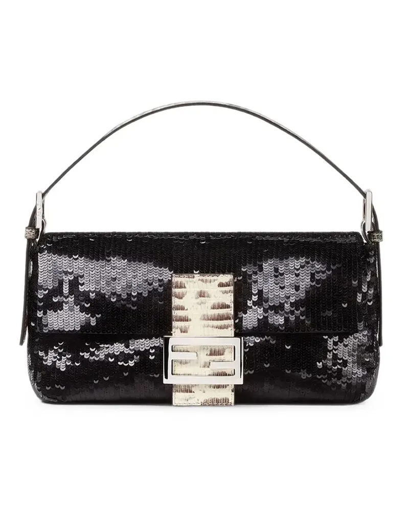 Fendi Baguette Schultertasche mit Pailetten - Schwarz Schwarz