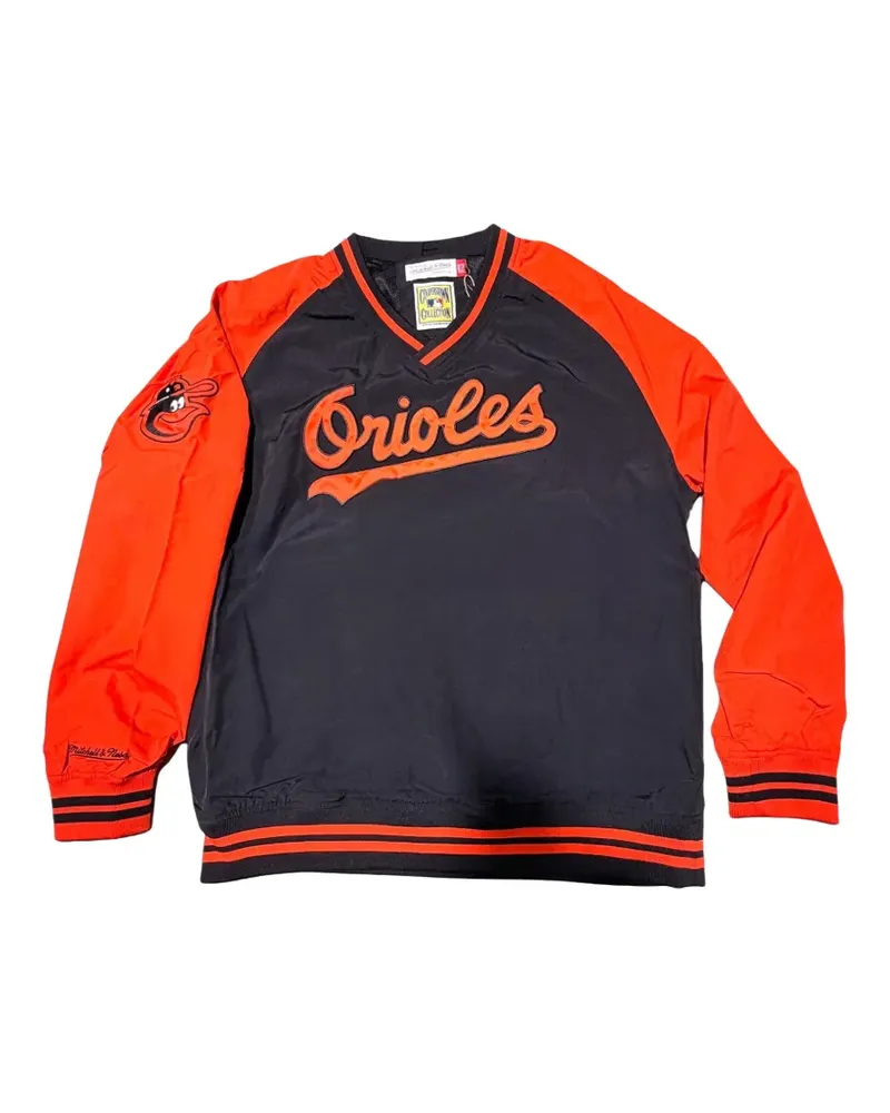 Mitchell & Ness Orioles Jacke mit Logo-Patch - Schwarz Schwarz